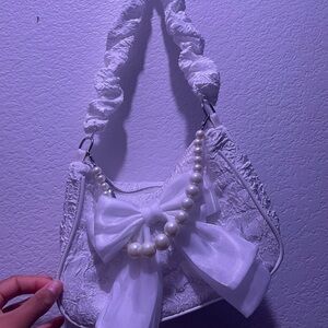 White coquette shoulder Bag